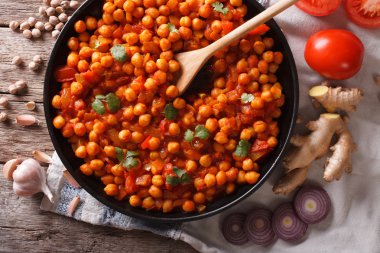 Hint Chana masala malzemeler yakın çekim ile. Yatay üst VI