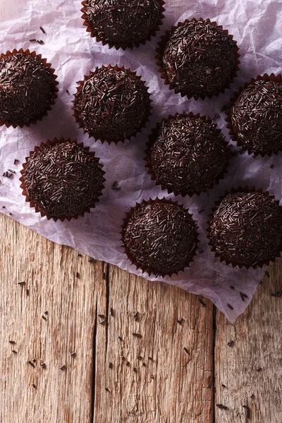 Brazil truffle on the table. vertical top view — Stock Photo, Image