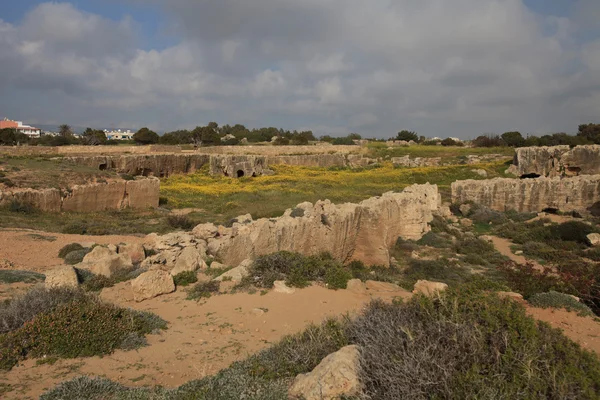 Widok ruin Grobowców Królewskich patosu. Cypr — Zdjęcie stockowe