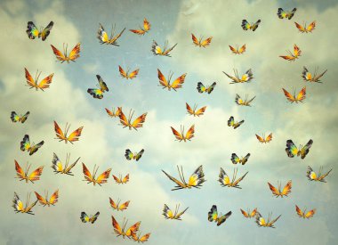 Butterflies in the sky clipart
