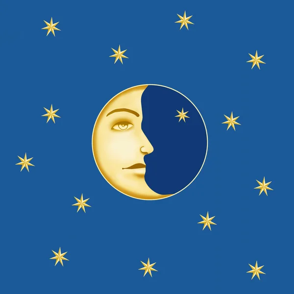 Ilustracja księżyc pół — Zdjęcie stockowe