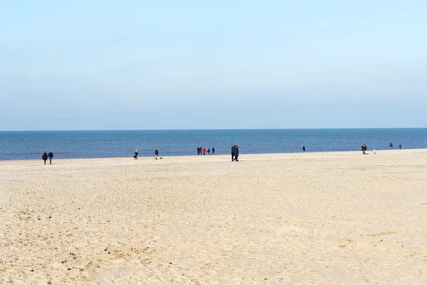 Människor på stranden i Holland — Stockfoto