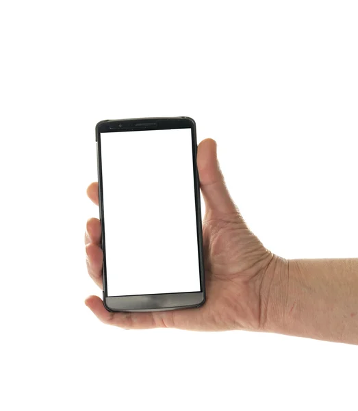 Vrouwelijke hand met mobiele telefoon — Stockfoto