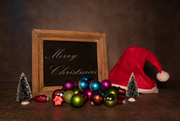 Merry christmas on chalkboard — Stock Photo, Image