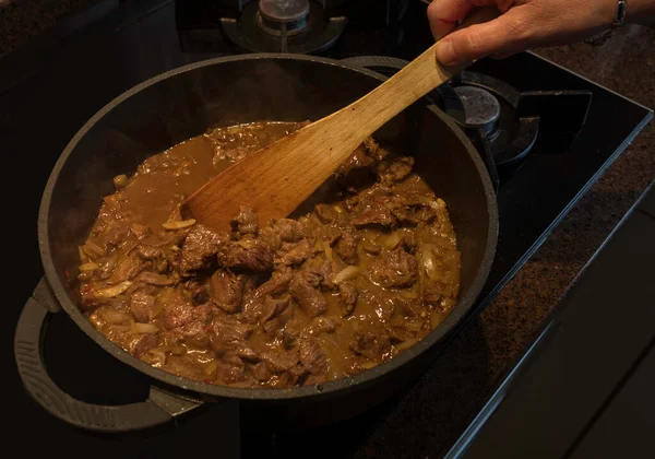 Making of daging smoor beef stew — Stock Photo, Image