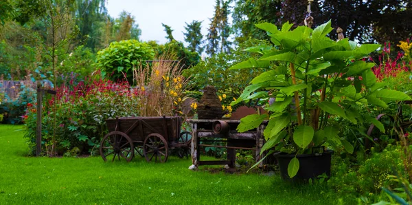 Big english garden with green grass — Stock Photo, Image