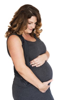 pregnant woman with hands on her belly clipart