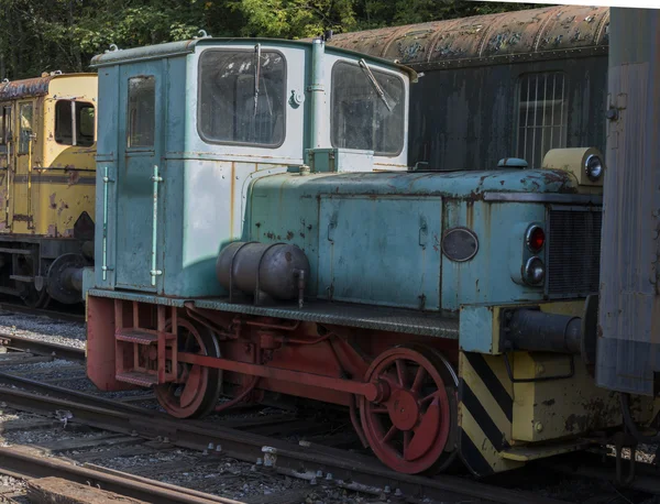 Old rusted train locomotive at trainstation hombourg — Stock Photo, Image