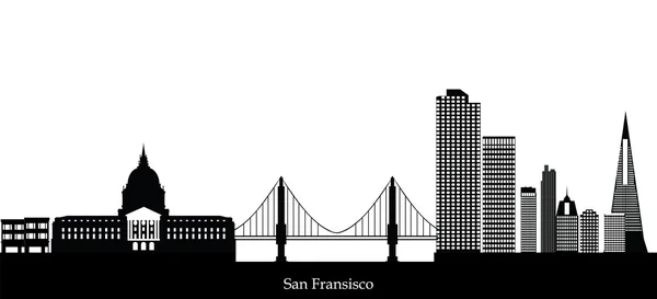 Skyline San fransisco com ponte e marcos — Fotografia de Stock