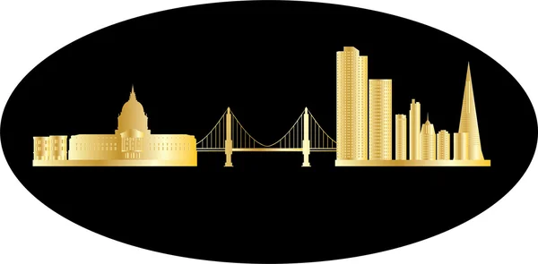 San fransisco skyline with bridge and landmarks — Stock Vector