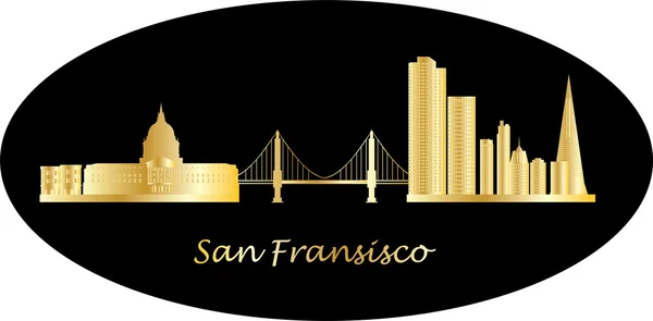 Skyline de San Fransisco avec pont et monuments — Image vectorielle