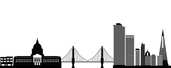 San fransisco skyline with bridge and landmarks — Stock Vector