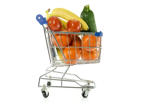 Carrinho de compras com frutas frescas — Fotografia de Stock