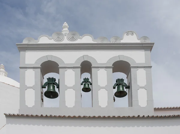 Three copper bells in clock tower — Stock Photo, Image