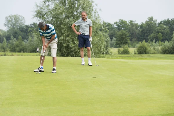 Golfisté hrát míč na greenu — Stock fotografie