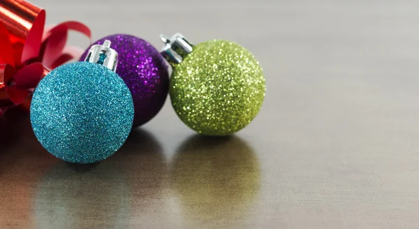 Blue,pink and green christmas balls — Stock Photo, Image