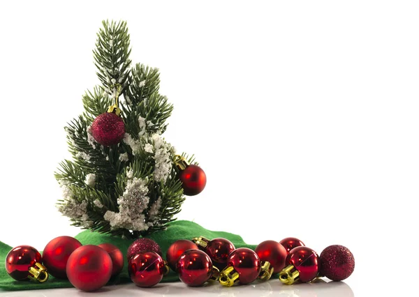 Albero di Natale e palle rosse — Foto Stock