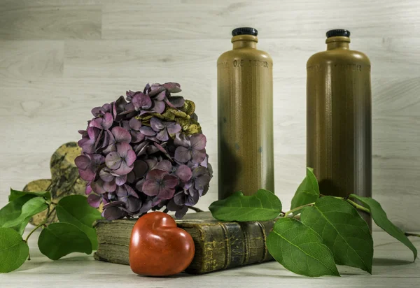 Still life  with stone bottles — Stock Photo, Image