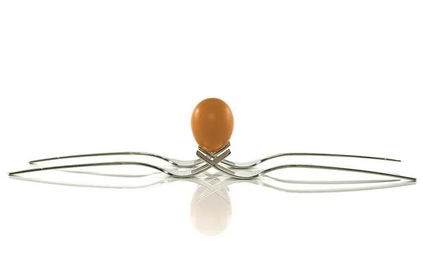 One egg and two forks — Stock Photo, Image