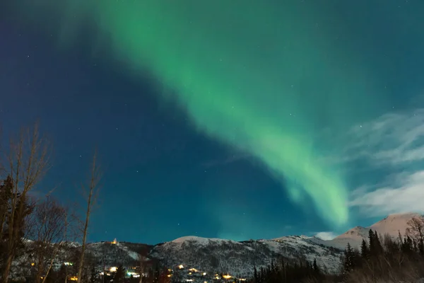 Luces Boreales Sobre Las Montañas Chugach Anchorage Alaska — Foto de Stock