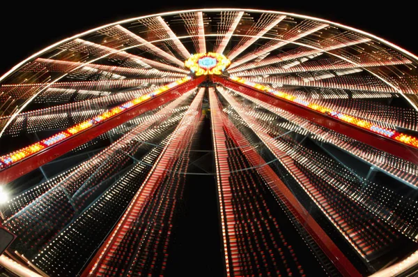 Ferris Wheel Glowing Spinning Nighttime Locarno Ticino Switzerland — Stock Photo, Image