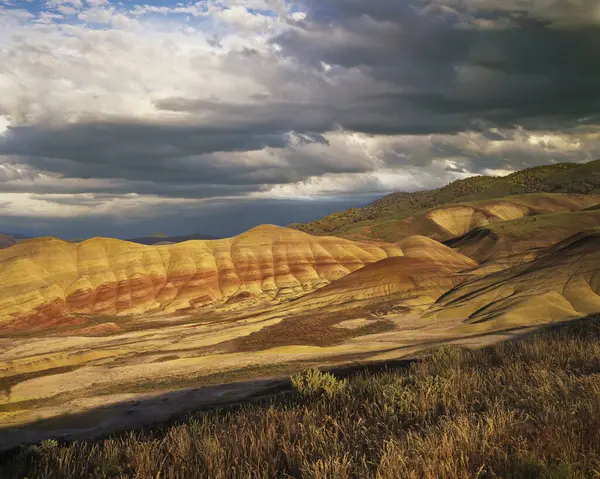 Lumière Soir Éclairant Les Crêtes Unité Painted Hills Mitchell Oregon — Photo