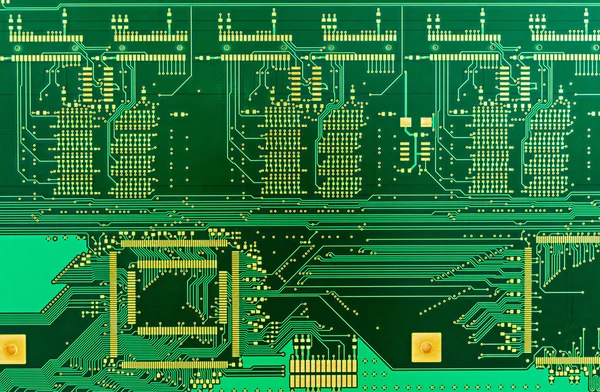 A placa de circuito impresso verde em branco (PCB ) — Fotografia de Stock