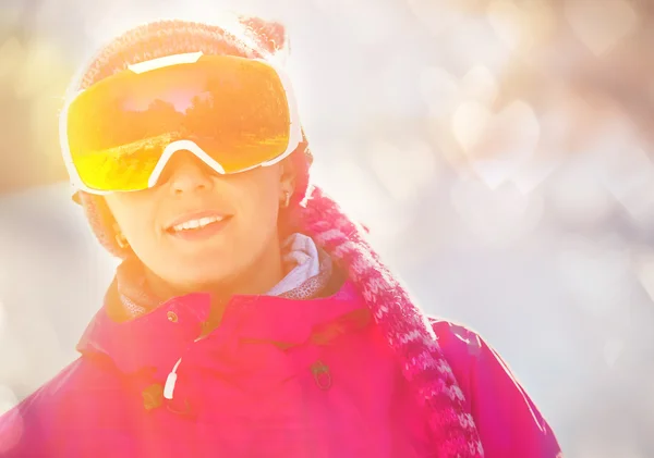 Portrét dívky v lyžařském google — Stock fotografie