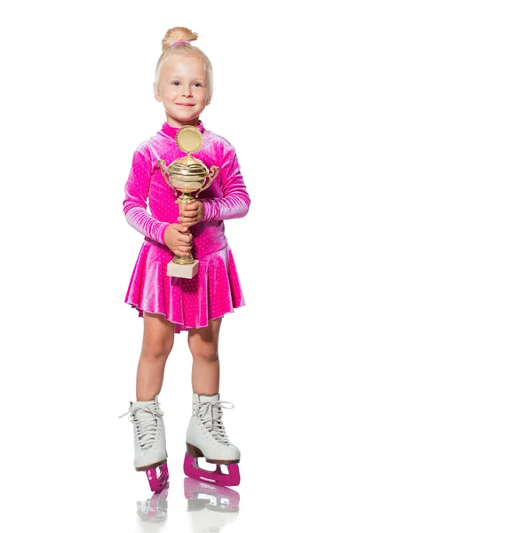 Kleines Mädchen auf Schlittschuhen — Stockfoto