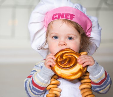 Little boy in bakery clipart