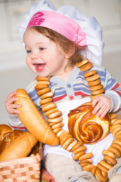 Little boy in bakery — Stock Photo, Image