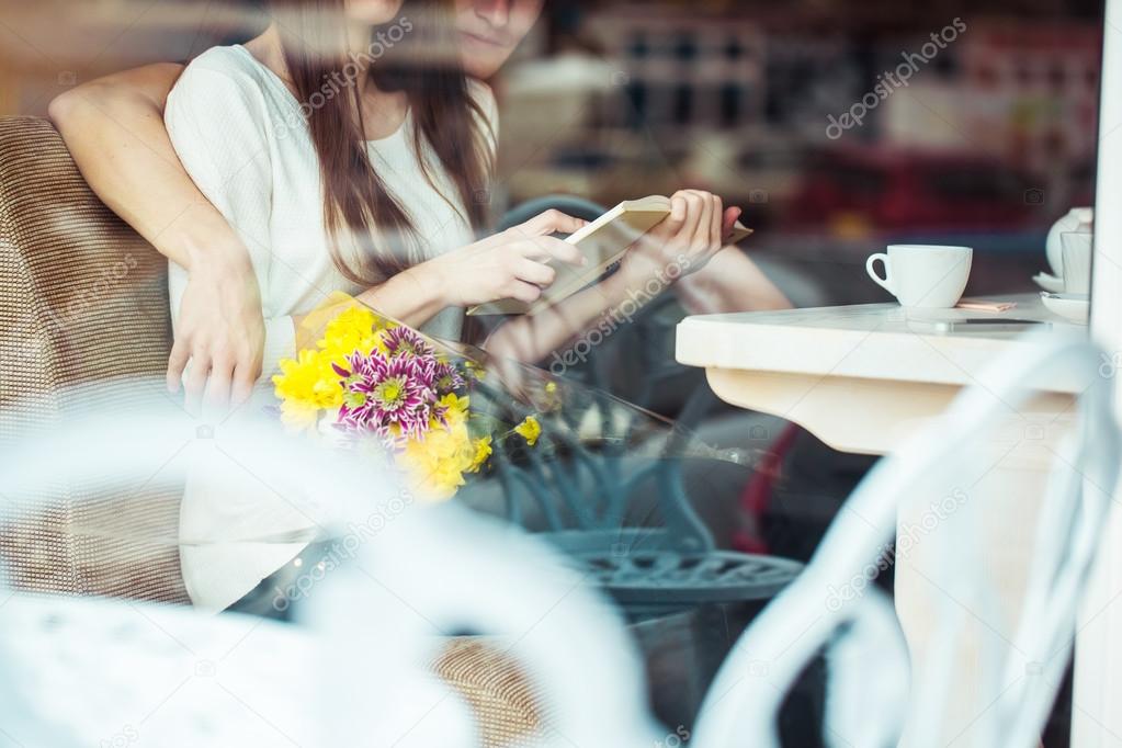 Young couple in caffe