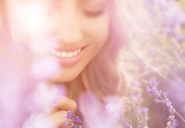 Young woman in lavender