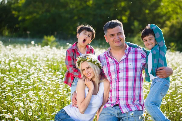 Familie auf der Wiese — Stockfoto