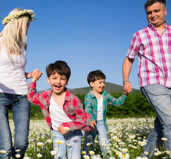 Familie auf der Wiese — Stockfoto