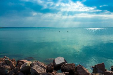Macaristan 'da kışın Balatonkenese Emty plajı