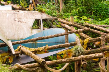 EMEN, NEtherlands - 20 EYLÜL. 2017: Wildlands 'te uçak kazası, Emmen hayvanat bahçesi