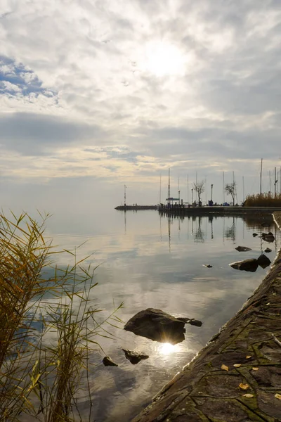 Пляж Балатонкенезе Озері Балатон Угорщина Восени — стокове фото