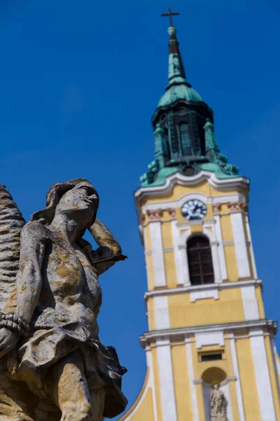 Katolický Kostel Sloup Nejsvětější Trojice Ulici King Bela Szekszardu Maďarsko — Stock fotografie