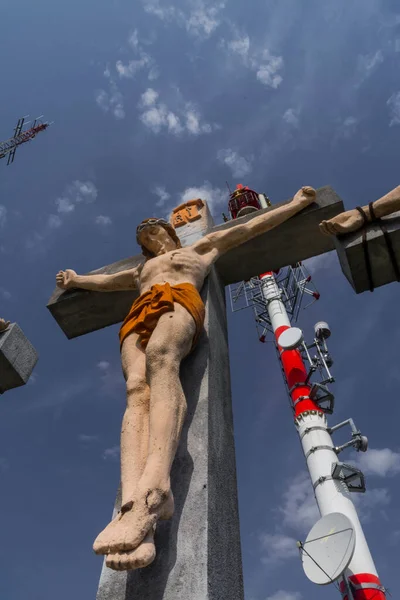 Gekruisigde Jezus Crhist Een Radio Zendmast Calvaria Heuvel Szekszard Hongarije — Stockfoto