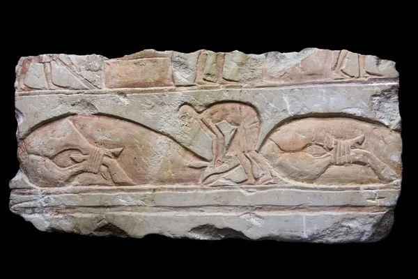 Antiguo alivio egipcio de un sacrificio de animales — Foto de Stock