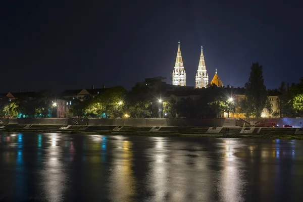 Vista de Szeged no nigth — Fotografia de Stock