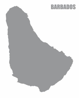 Beyaz arkaplanda izole edilmiş Barbados siluet haritası