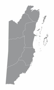 Belize izole haritası bölgelere bölündü