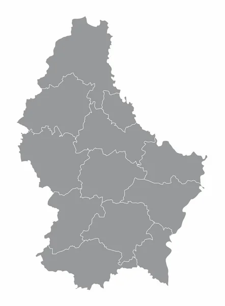Luxemburgs Isolerade Karta Uppdelad Kantoner — Stock vektor