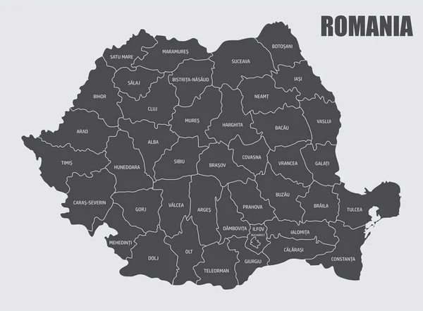 Mapa okresů Rumunska — Stockový vektor