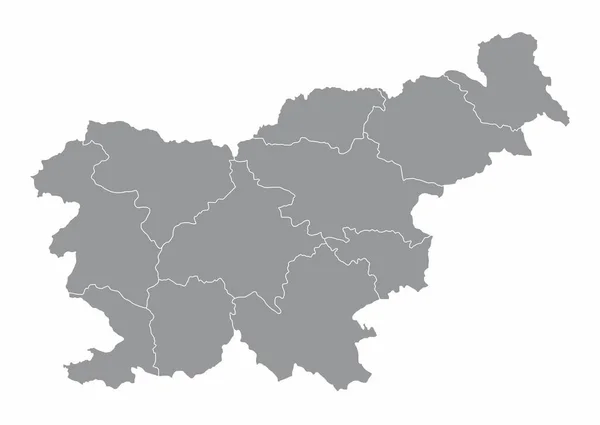 Mapa Isolado Eslovénia Dividido Áreas Administrativas —  Vetores de Stock