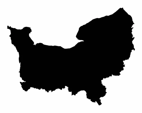 Región Normandía Silueta Oscura Mapa Aislado Sobre Fondo Blanco Francia — Archivo Imágenes Vectoriales