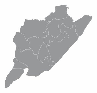 Beyaz zemin üzerinde izole edilmiş Salvador Büyükşehir haritası, Bahia State, Brezilya