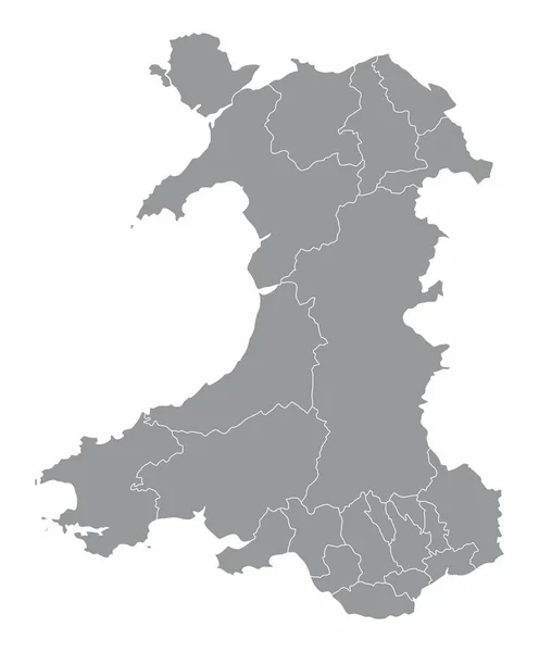 Gales regiones mapa — Vector de stock